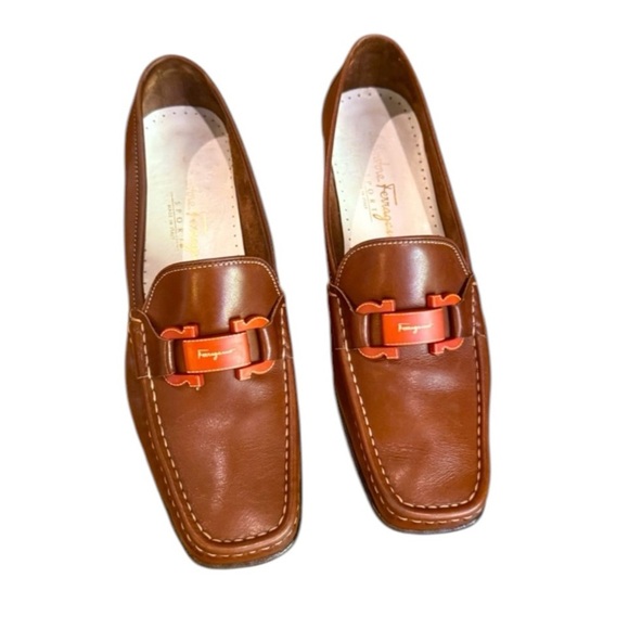 Salvatore Ferragamo Shoes - Vintage Salvatore Ferragamo Brown Leather Buckle Loafers Size 9 MSRP $895
